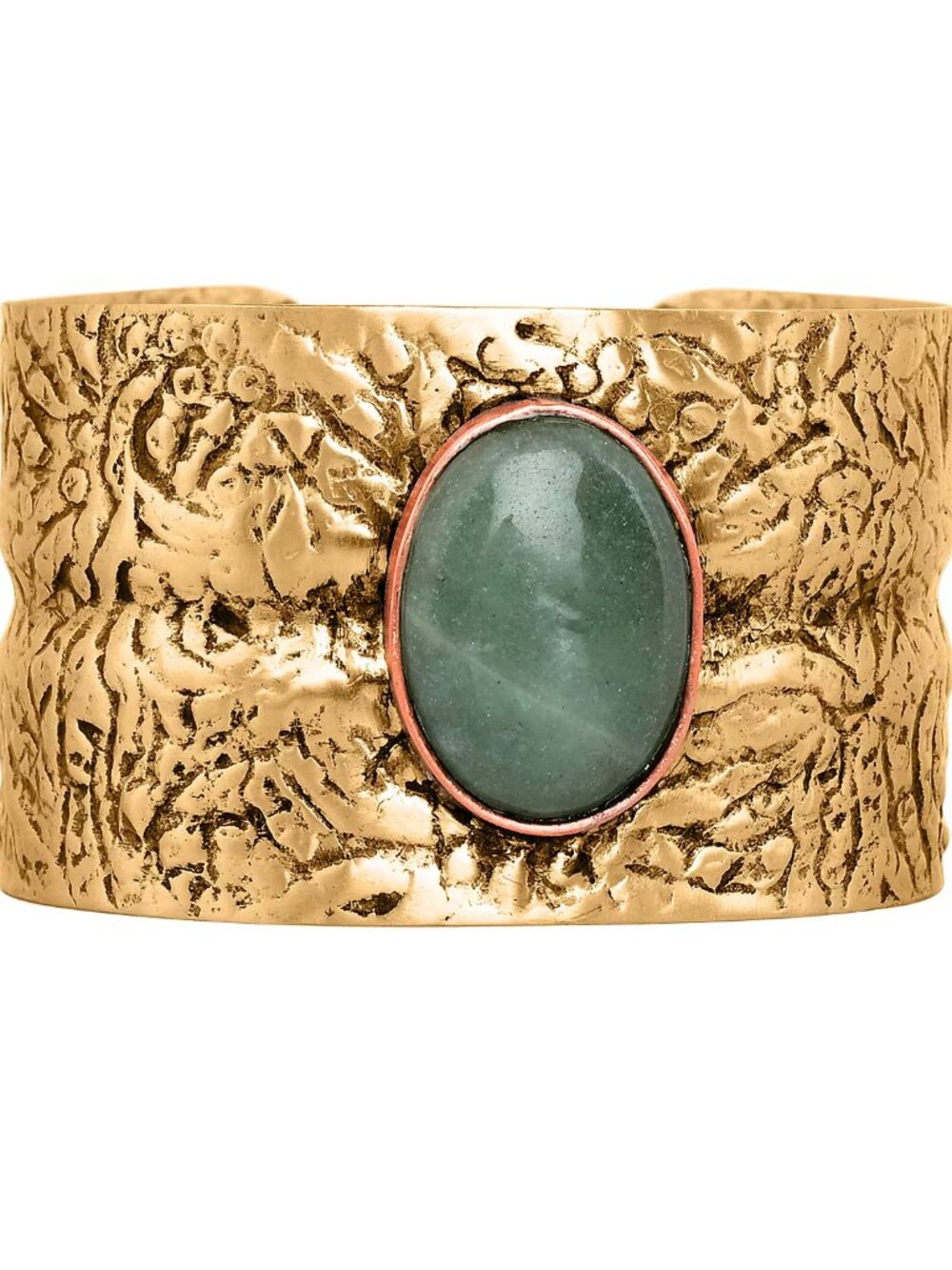 Handmade Gemstone Cuff Bracelet in Goldtone